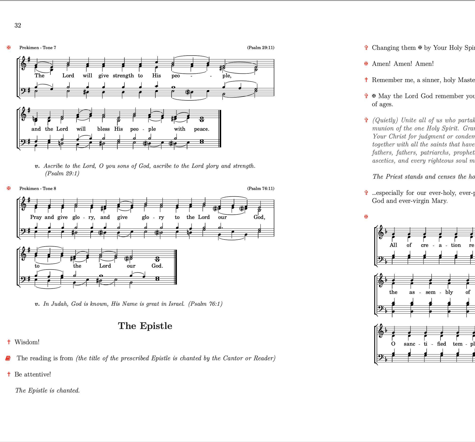 Example of the output for the congregation