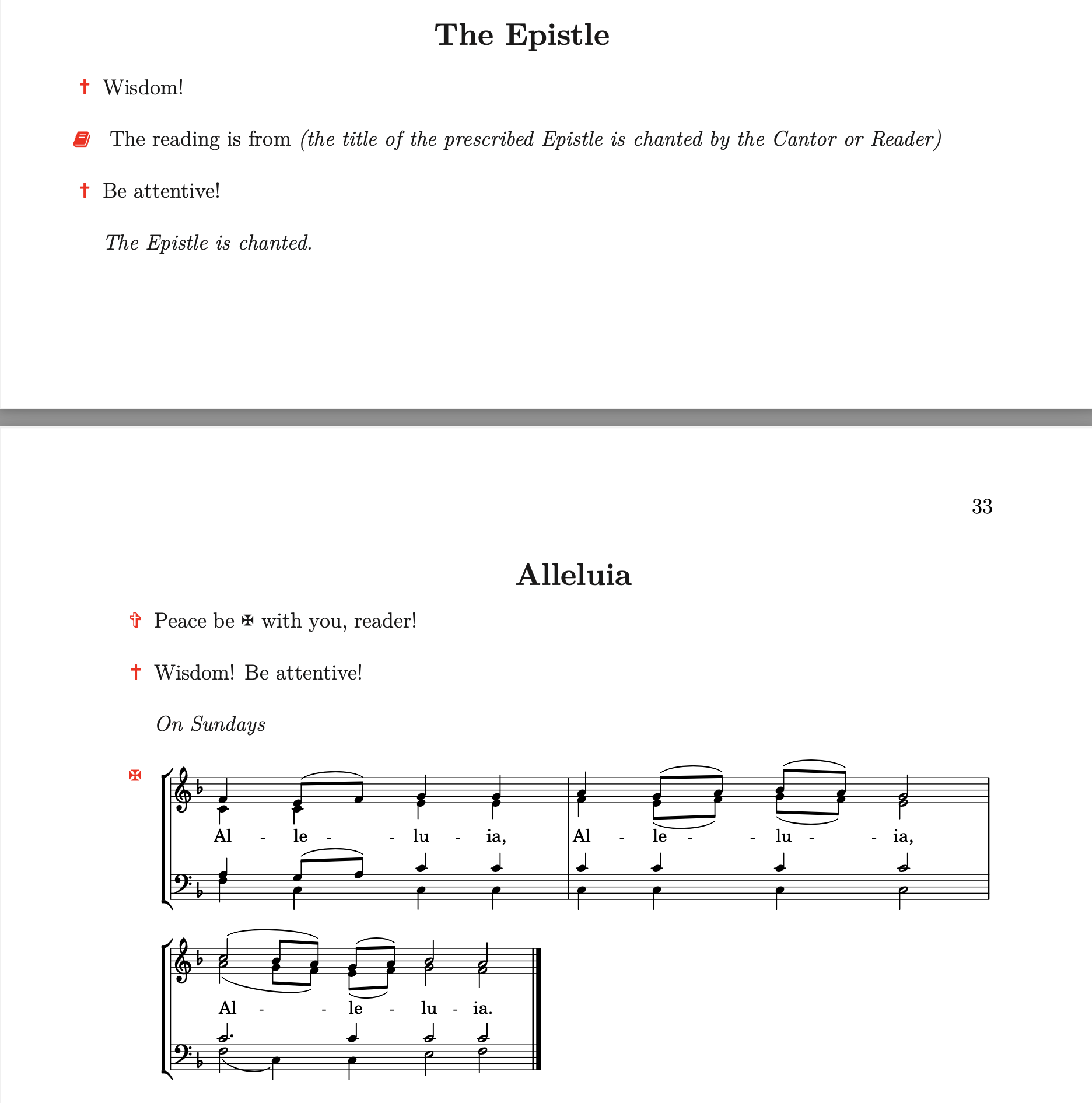 Example of the output for the choir