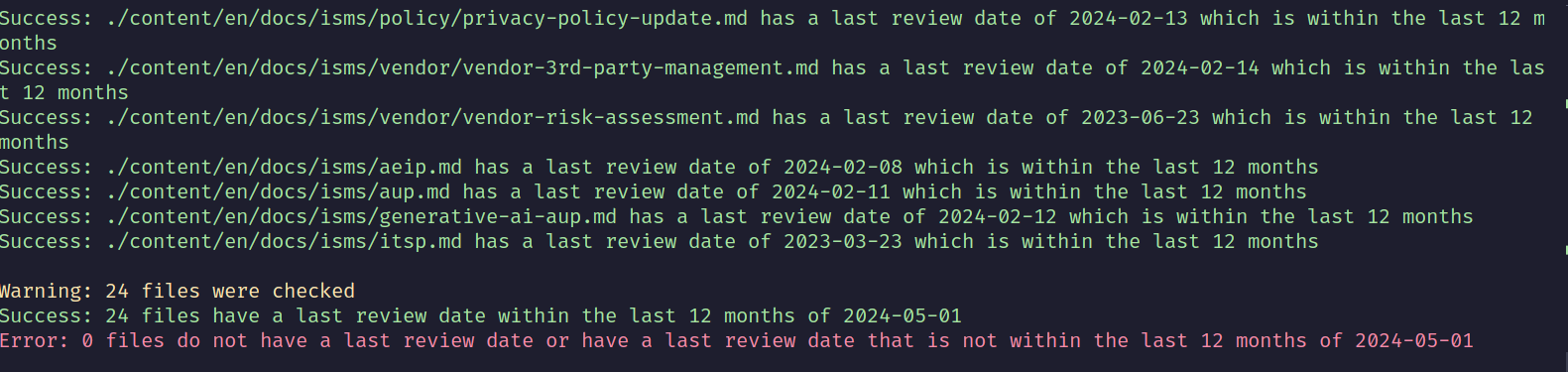 Policy review date check